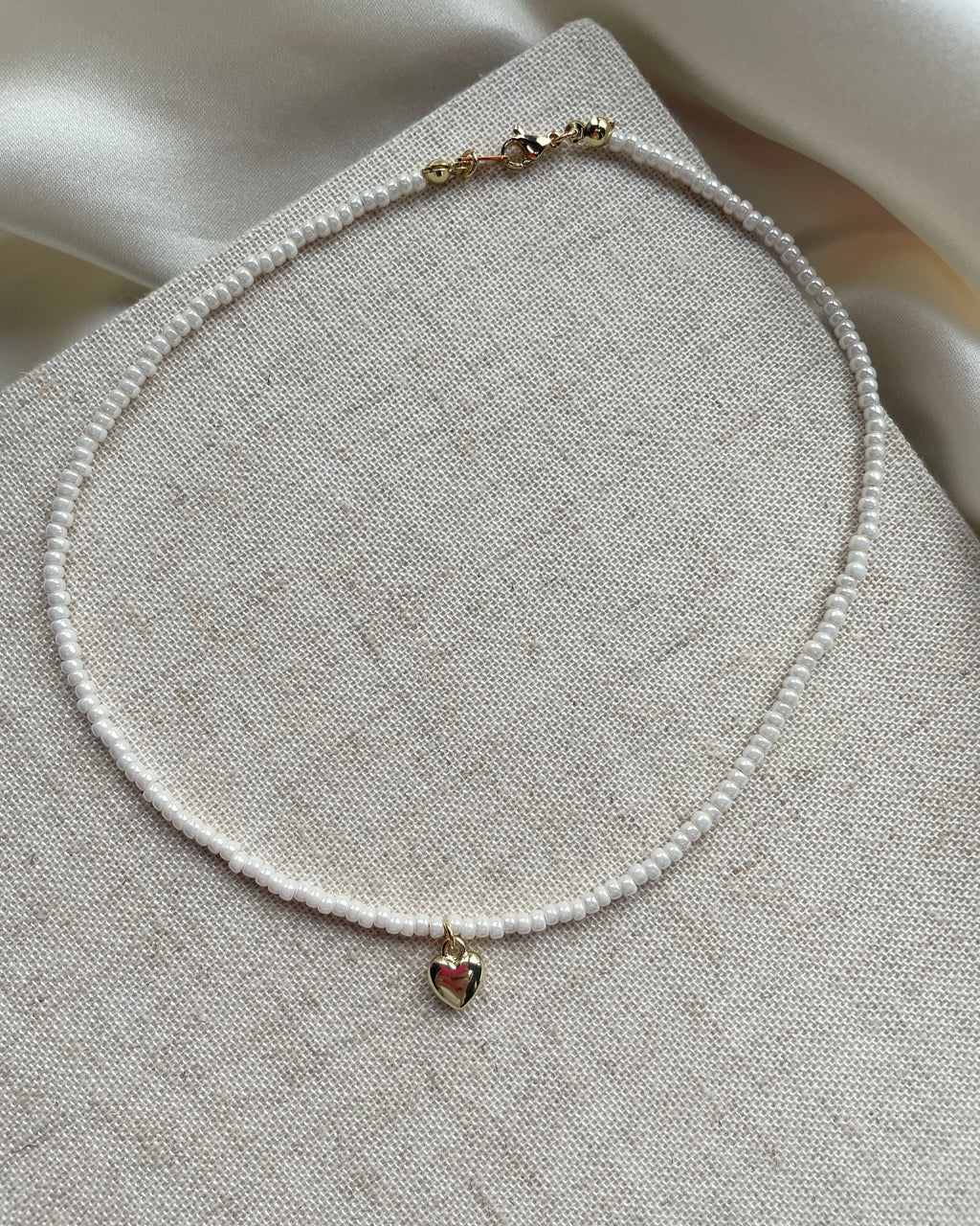 LARISA | tiny beaded chain with gold heart