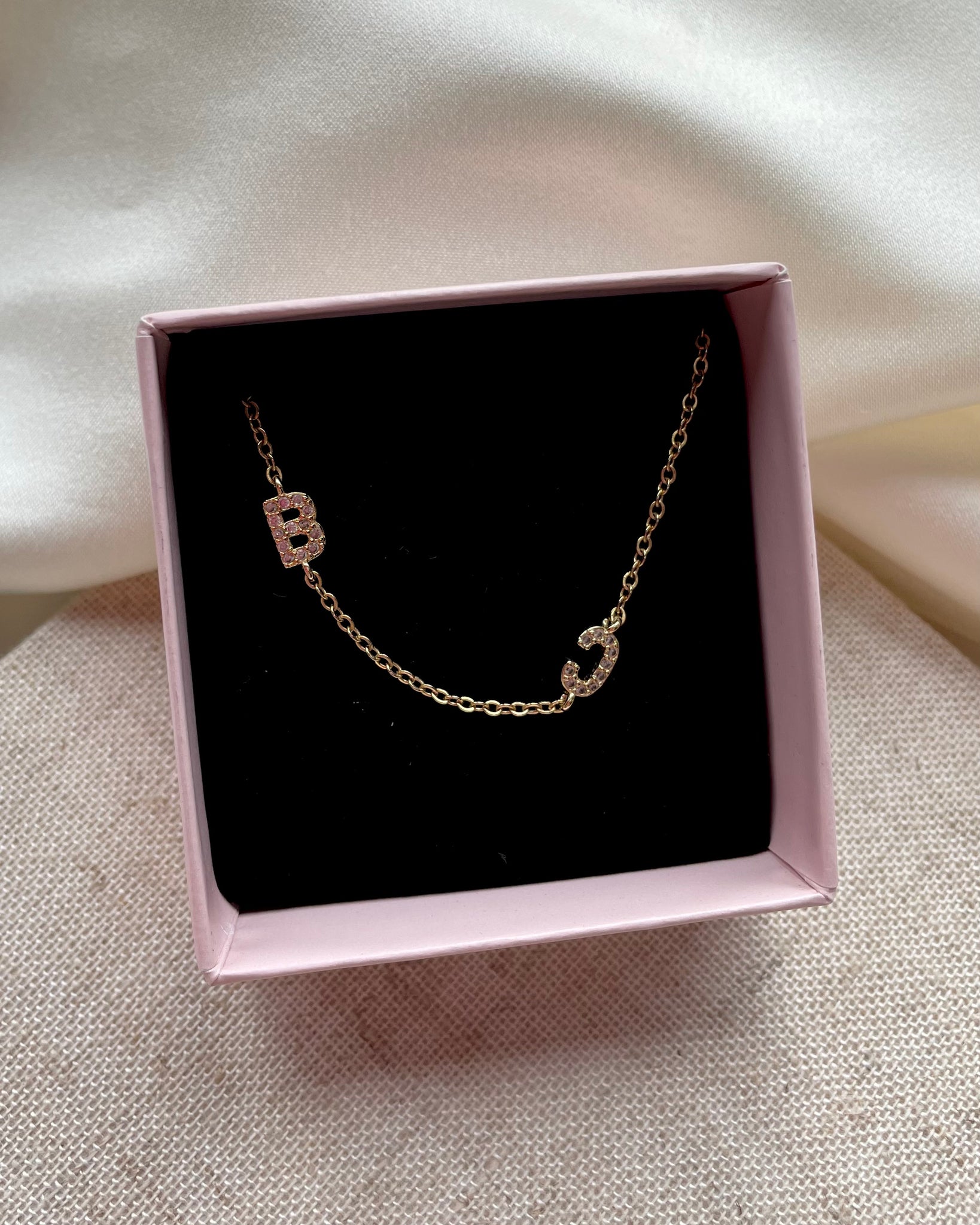 ELOISE | mini cz sideways initial necklace