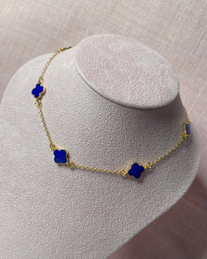 FREJA | coloured enamel mini multi clover necklace