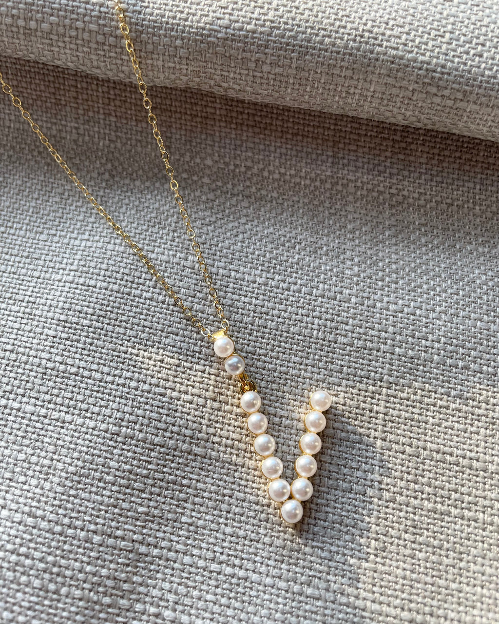 KAYLA | large pearl initial on fine gold chain