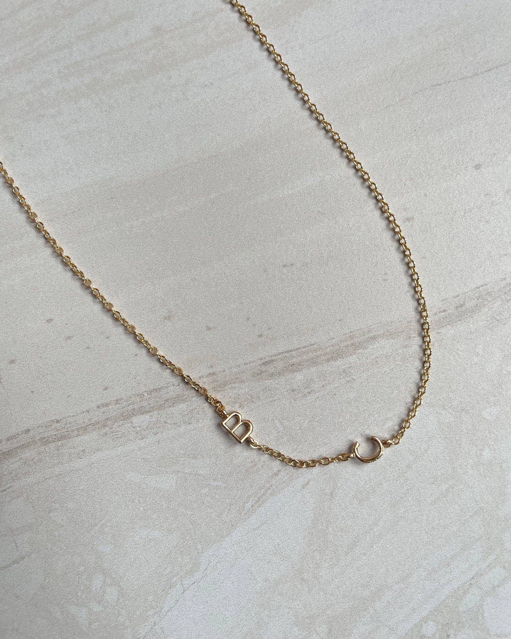Initial Necklace / Sideways Letter Necklace / Necklace With Letter – M E I  R A K O