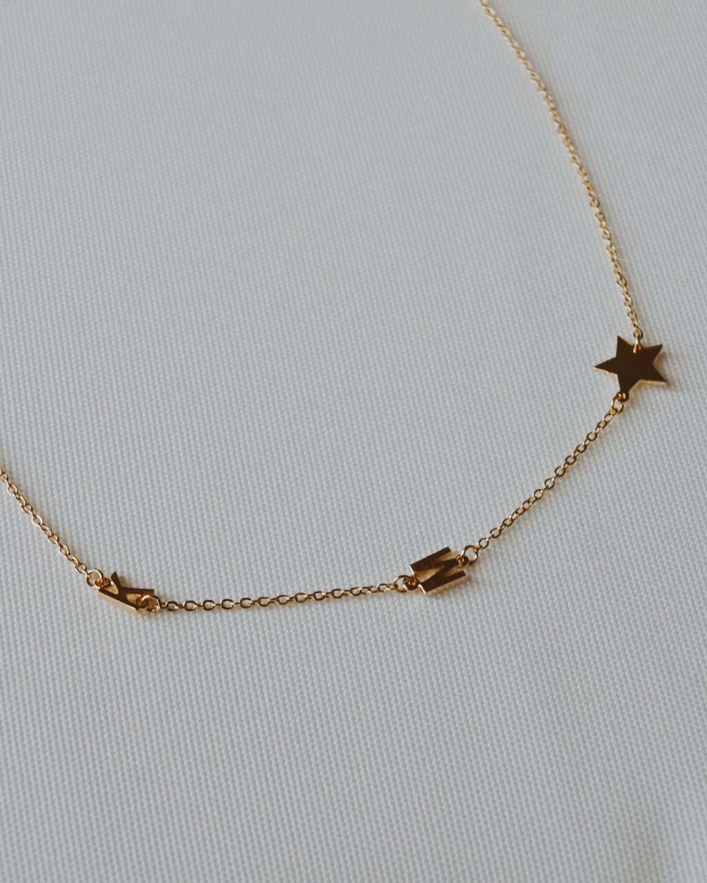 KATE | Mini sideways initials and star necklace 24K gold plated