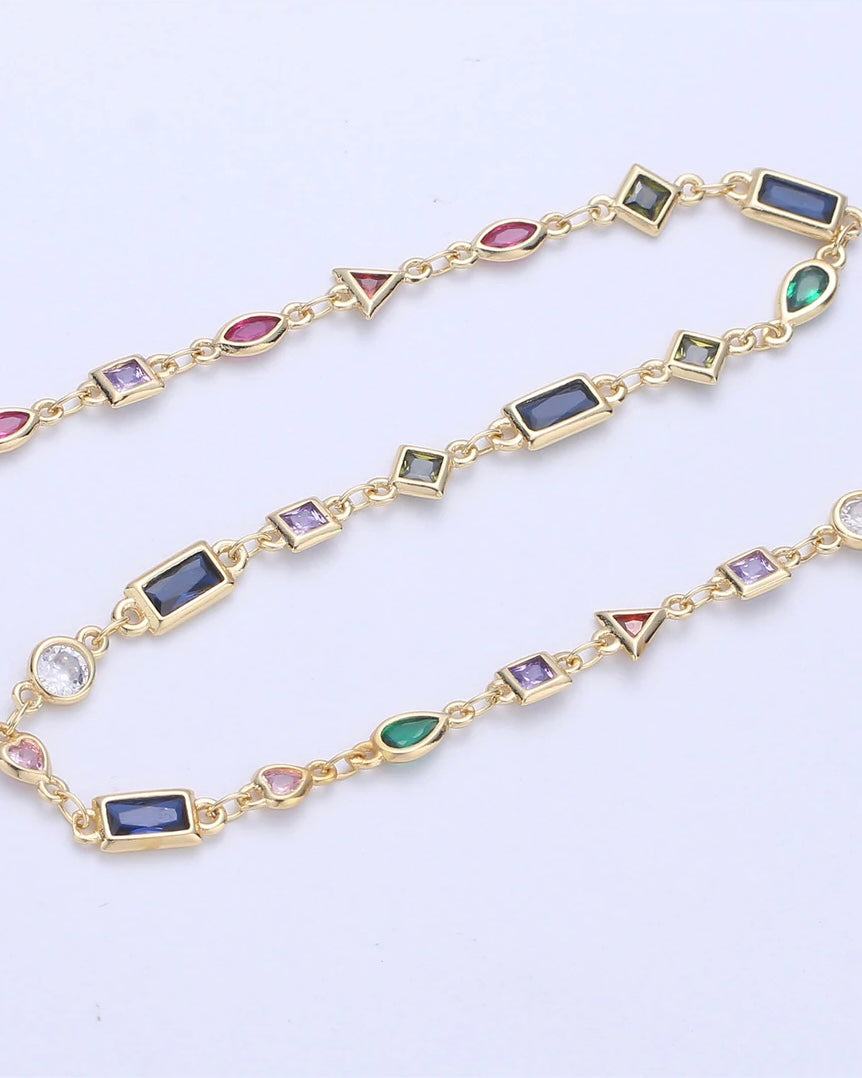 DIONNE | rainbow geometric gold filled cubic zirconia chain