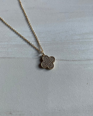 POPPY | solid sparkle clover pendant necklace