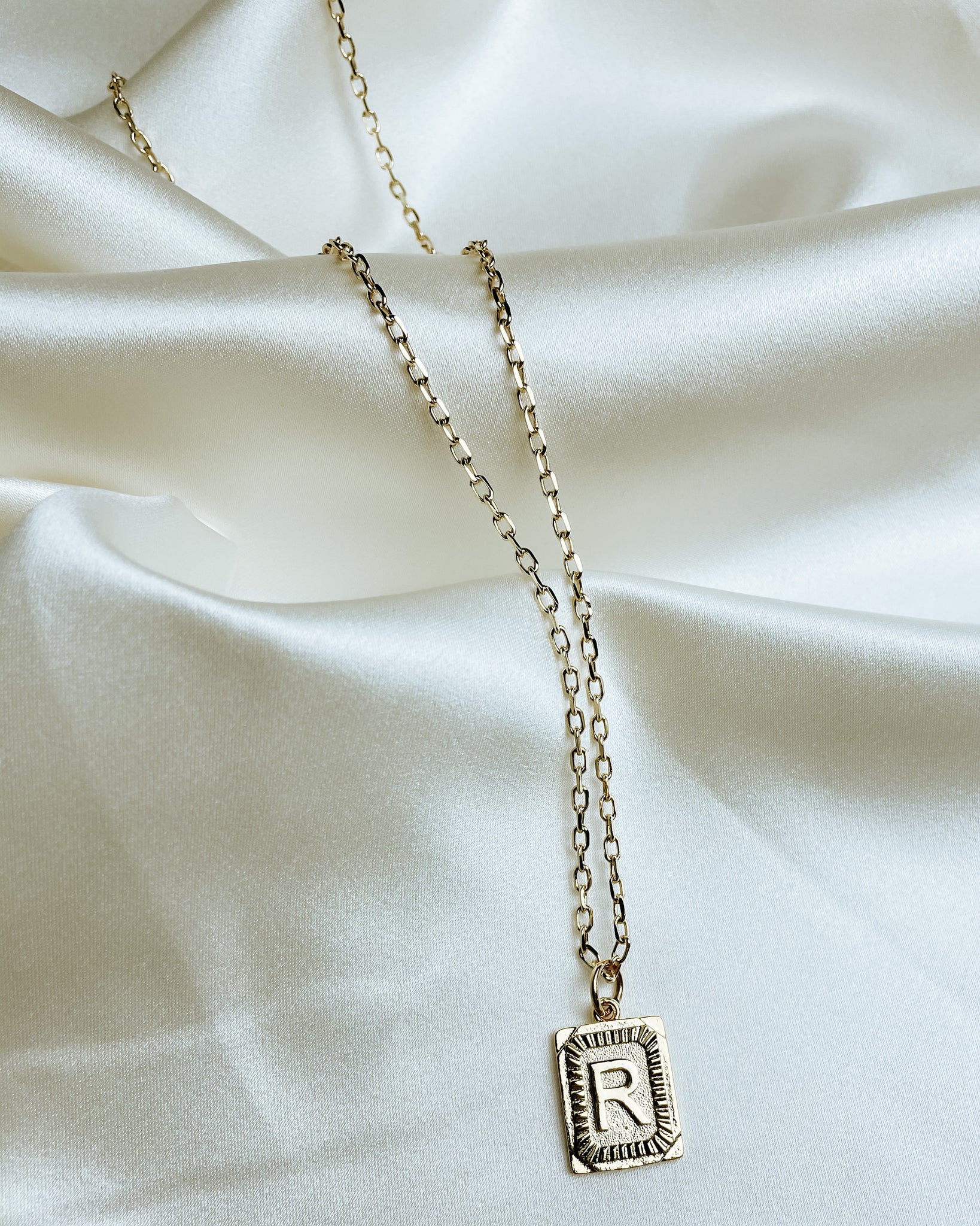 Letter G Gold Plated Rectangle Pendant Initial Necklace in 2023